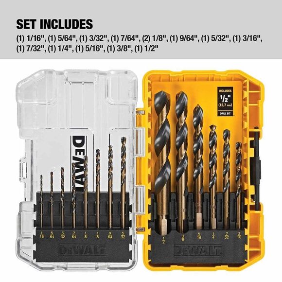 NWT DEWALT 14-Piece Drill Bit Set, 3-Flats Shank, DWA1184, for Wood/Metal - Picture 1 of 7